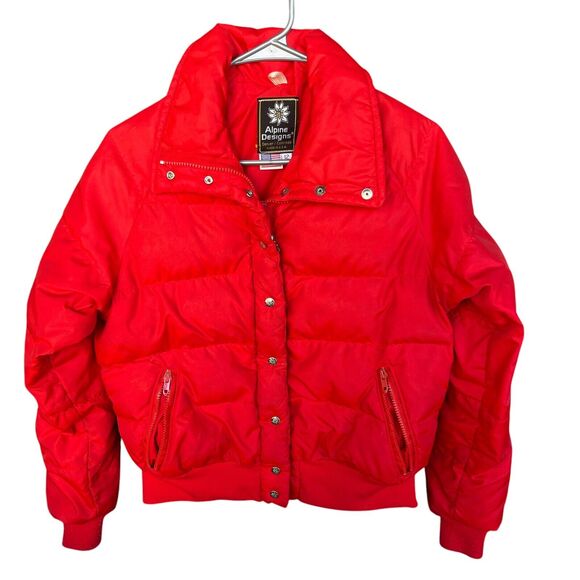 Alpine Designs Puffer Jacket Girl Size 12 Red Full Zip USA Down Ski Winter Nylon - Picture 1 of 13